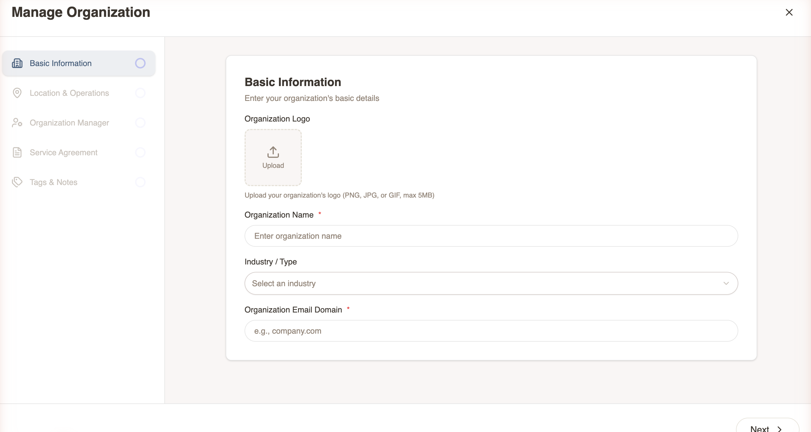 Kadeya operations portal — Creating an organization